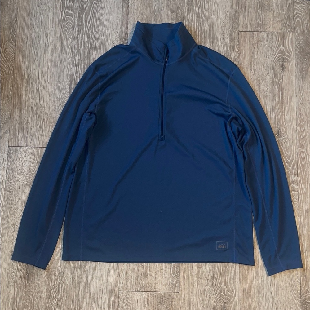 REI Men's Deep Blue Quarter-Zip active long sleeve top size xl outdoors casual
